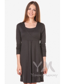 Платье-туника с пояском для беременных и кормящих, графит