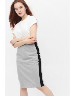 Юбка-карандаш для беременных и родивших универсальная, серый меланж/черный