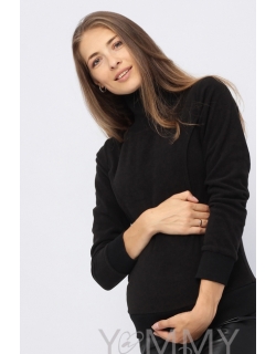 Джемпер для беременных и кормящих флисовый с высоким горлом, черный