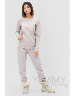 Костюм для кормящих и беременных, серо-розовый меланж