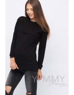 Джемпер для беременных и кормящих с удлиненной спинкой, черный