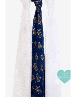 Муслиновые пеленки для новорожденных Aden&Anais мерцающие большие, набор 3, Metallic Gold Deco