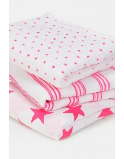 Муслиновые пеленки для новорожденных Aden&Anais средние, набор 3, Musy Neon Pink