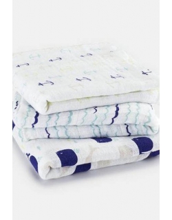 Муслиновые пеленки для новорожденных Aden&Anais средние, набор 3, High Seas