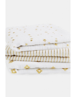 Муслиновые пеленки для новорожденных Aden&Anais мерцающие средние, набор 3, Metallic Gold