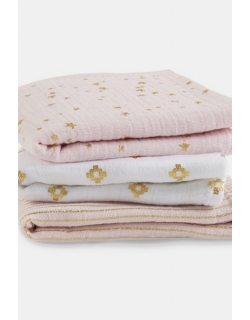 Муслиновые пеленки для новорожденных Aden&Anais мерцающие средние, набор 3, Metallic Primrose