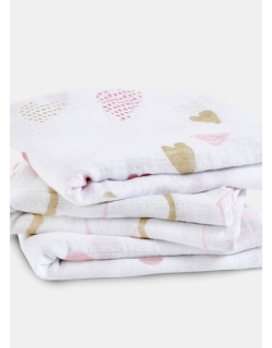 Муслиновые пеленки для новорожденных Aden&Anais средние, набор 3, Heart Breaker