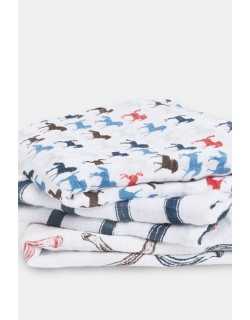 Муслиновые пеленки для новорожденных Aden&Anais средние, набор 3, Wild Horses