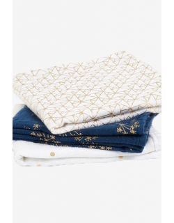 Муслиновые пеленки для новорожденных Aden&Anais мерцающие средние, набор 3, Metallic Gold Deco