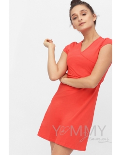 Платье-кимоно для дома трикотажное, цвет "алый"