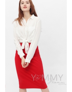 Юбка-карандаш для кормящих и беременных универсальная, красная