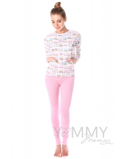 Комплект для дома розовый с принтом "зайчики/котики"