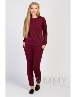 Костюм для беременных и кормящих из плотной вискозы, цвет бургунди