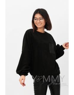 Свитшот для кормящих и беременных флисовый, цвет черный