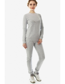 Костюм для беременных и кормящих из футера, серый