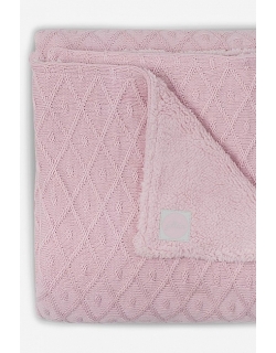 Вязаный плед для новорожденного с мехом Jollein Diamond, винтажный розовый