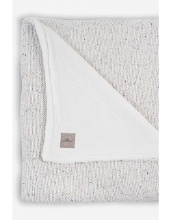 Вязаный плед для новорожденного с мехом Jollein Confetti, молочный