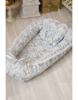Гнездышко-кокон для новорожденных Babynest Barocco silver