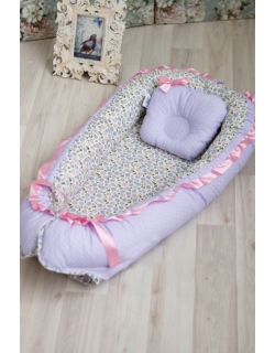 Гнездышко-кокон для новорожденных Babynest Fialki