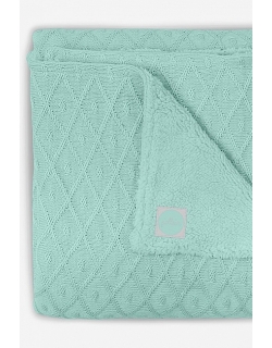 Вязаный плед для новорожденного с мехом Jollein Diamond, винтажный зеленый