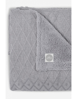 Вязаный плед для новорожденного с мехом Jollein Diamond, серый