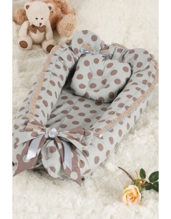 Кокон-гнездышко для новорожденных Babynest Polka Dot Grey