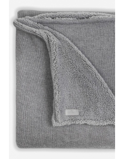 Вязаный плед для новорожденного с мехом Jollein Natural, серый