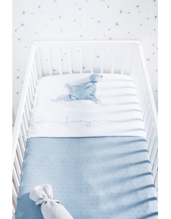 Вязаный плед для новорожденного с мехом Jollein Soft, голубой