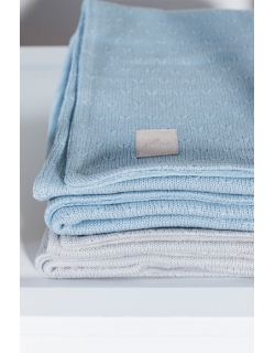 Вязаный плед для новорожденного с мехом Jollein Soft, голубой