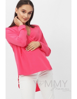 Блуза для кормящих и беременных на запах, фуксия