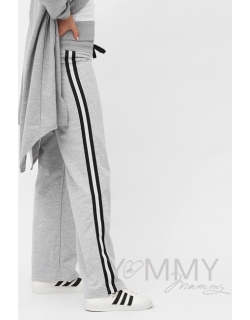 Брюки для беременных и кормящих универсальные с лампасами, цвет серый меланж