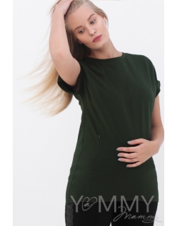 Футболка для беременных и кормящих, цвет милитари