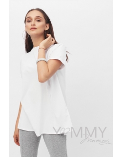 Футболка для кормящих и беременных с запахом на спине, белый