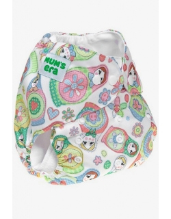 Многоразовый подгузник "Mums Era", Матрёшки белый (1 вкладыш)