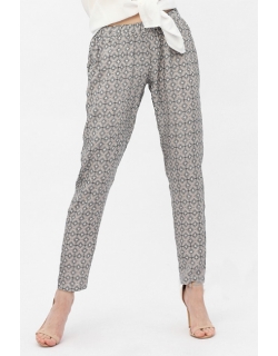 Брюки для кормящих и беременных с принтом ромбы, цвет светло-бежевый