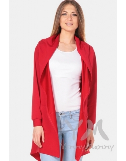 Кардиган с капюшоном для беременных и кормящих, красный