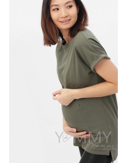 Футболка для кормящих и беременных, цвет хаки