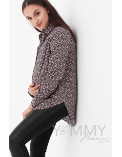 Рубашка для кормящих и беременных с узором, бежевая