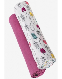 Бамбуковые пеленки для новорожденных Bebe Au Lait, набор 2, Popsicles/Cherry