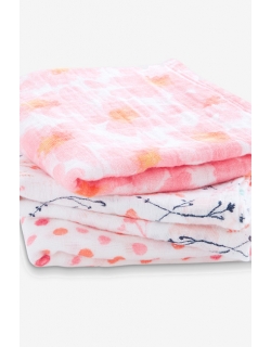 Муслиновые пеленки для новорожденных средние Aden&Anais, набор 3, Petal Blooms