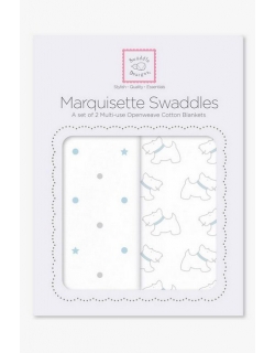Набор пеленок SwaddleDesigns - Marquisette 2-Pack, Pstl Blue Little Doggie & Dottie Star
