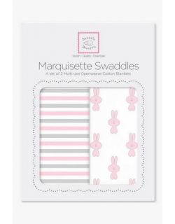 Набор пеленок SwaddleDesigns - Marquisette 2-Pack Little Bunnie Simple Stripes