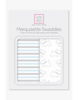 Набор пеленок SwaddleDesigns - Marquisette 2-Pack Little, Doggie Simple Stripes