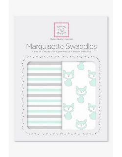 Набор пеленок SwaddleDesigns Marquisette 2-Pack Little Fox Simple Stripes