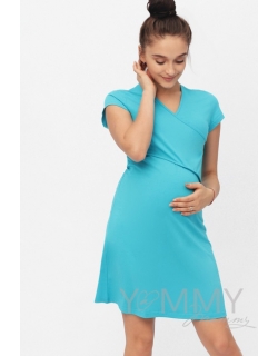 Платье-кимоно для дома YammyMammy (ямми мамми) трикотажное, цвет "бирюзовый"