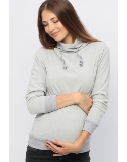 Толстовка для кормящих и беременных флисовая с завязками, цвет светло-серый
