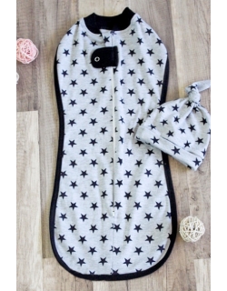 Пеленка кокон для детей трикотажная, Black Stars