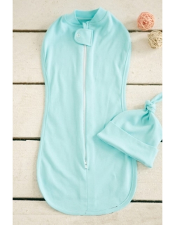 Пеленка кокон для новорожденных на кнопке и молнии, Aqua