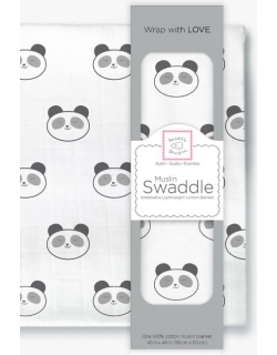 Муслиновая пеленка для новорожденных Swaddle Designs большая, Black Panda Face