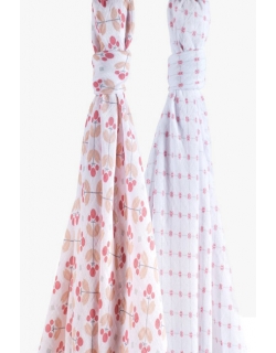 Пеленки муслиновые для новорожденных Bébé au Lait большие набор 2, Dewberry/Lattice